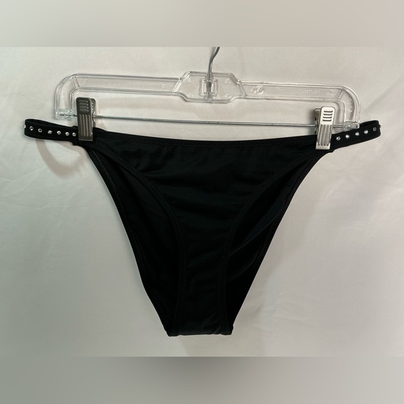 Aqua Swim Black Bikini Bottom Rhinestone Trimmed Lg New - Picture 6 of 8